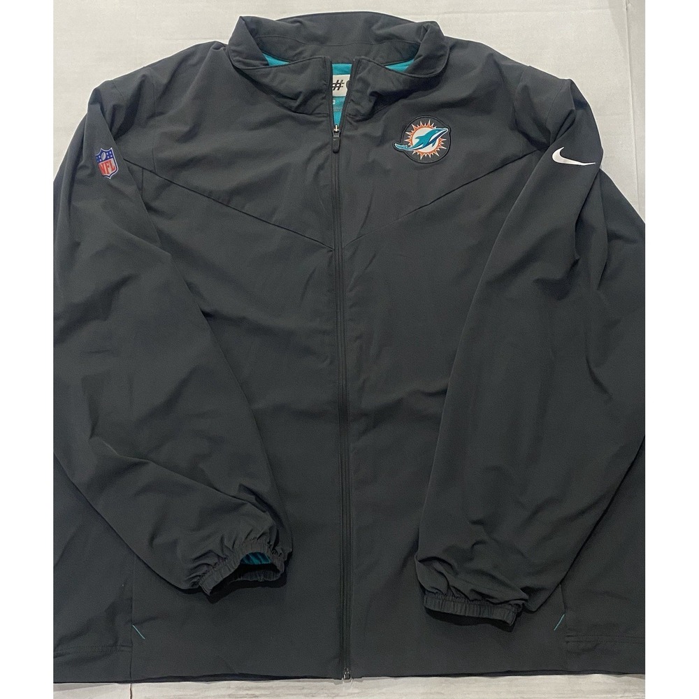MIAMI DOLPHINS NIKE TEAM ISSUE FULL ZIP TRAVEL JACKET W/ AQUA MESH INSIDE SZ-3XL